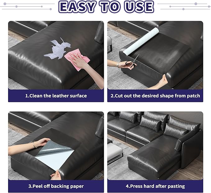 Besezx Leather Repair Patch Tape Kit, Self Adhesive Leather Repair for Furniture, Couch, Sofa, Car Seats,Office Chair,Vinyl Repair Kit.30inx16in