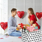 FUULOXE Rectangular Valentines Basket Storage Bin for Shelves Girls Gifts Baskets Foldable Box with Handles for Home Office Car Dormroom Valentine's Day Party Supplies