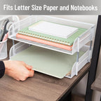 Mind Reader Stackable Paper Tray, Desktop Organizer, File Storage, Office, Metal Mesh, 13.5" L x 10" W x 7.25" H, 2 Pcs., White
