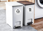 Farmhouse Recycling Stickers for Trash Can & Bins, 3.5" Recycle Stickers for Trash Bins, Laminated Recycle Sticker for Kitchen Garbage Can Recycling Bin Combo, Made in USA, Rustic White Wood