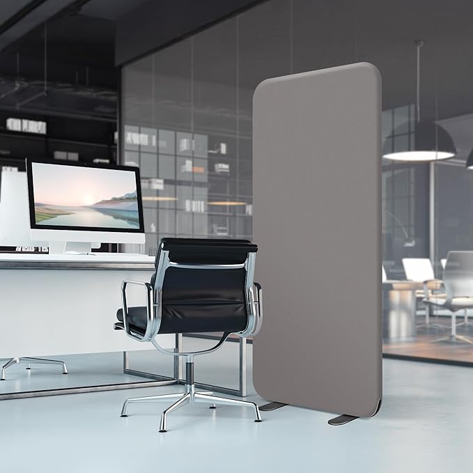 DECOLAB Standing Wall Room Dividers, Portable Partition for Room Separation, Studio, Office, Bedroom, Pinnable Magnetic Frame, 29"x65", Sterling