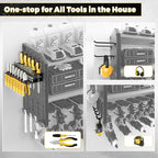 KAFAHOM Power Tool Organizer，Large 8 Drill Holder Wall Mount ，Heavy Duty Metal Tool Shelf with 12 Hooks Storage Rack for Garage Organization，Utility Cordless Drill Holder and Battery Shelves