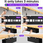 Cotohim Under Desk Cable Management Tray - Under Desk Cord Management - Clamp/Screw Mount - Fabric Wire Management - Cable Raceways Tray Cord Hiders for Office/Home (Black, 28.6"×5.6")