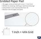 Helix - Bond Paper Pad - 1 Inch Equals 4x4 Grid - 11 Inch x 17 Inch - 50 Sheet Pad - Acid-Free - Drafting, Art, Sketching and Tracing