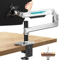 Ergounion Single Monitor Arm Desk Mount, Holds Screens up to 40 Inches and 25 lbs, Fully Adjustable Vesa Monitor Mount with C-Clamp and Grommet Base, Aluminum, Silver