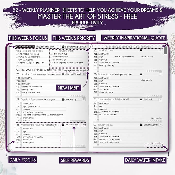 Law of Attraction Planner 2026 Deluxe with Productivity App | Weekly & Monthly Goal-Setting Planner, Life & Gratitude Journal | Include Foldable Vision Board, Gift Box & Stickers