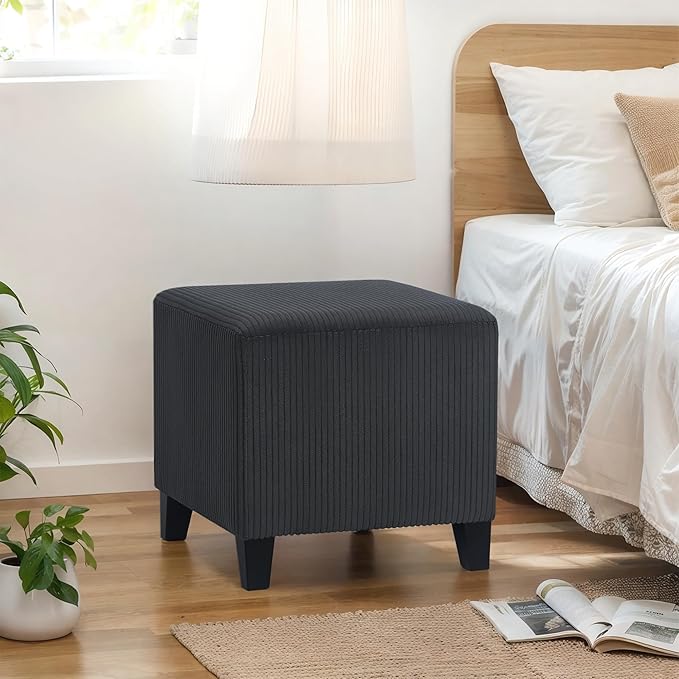 Edeco Ottoman with Square Cube Design, 16 Inch Footstools and Ottomans Small, Large Load Capacity, Square Foot Rest Ottoman for Living Room