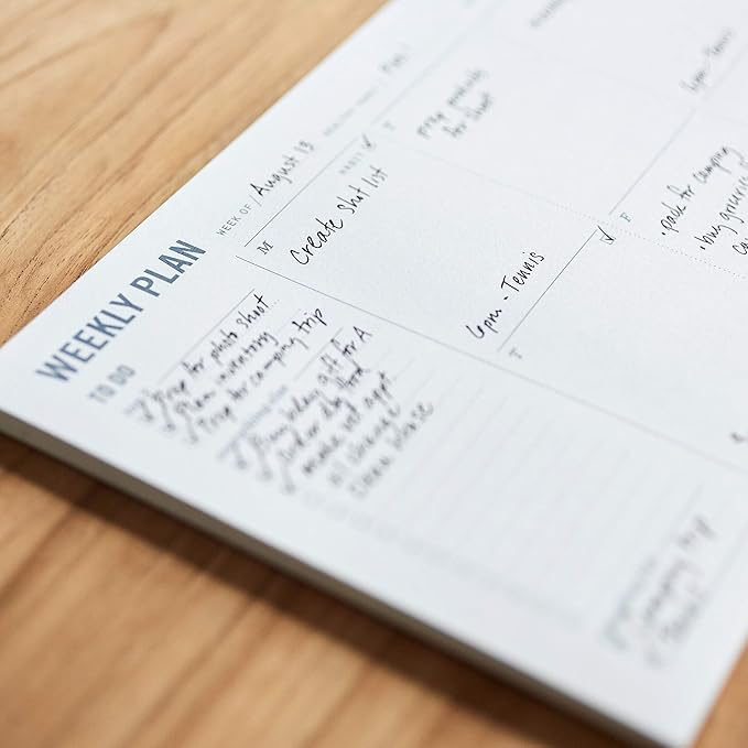 Weekly Planner Pad - Undated 6x9" Weekly To-Do List Notepad with Calendar and Task List, Perfect Desk Organizer for School & Work | 50 Tear Off Sheets