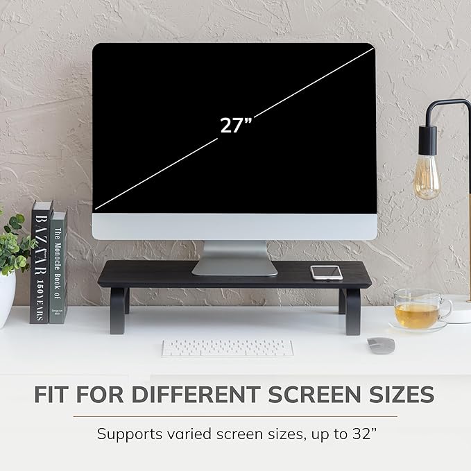 Anji Mountain Monitor Stand - Desktop Organizer & Laptop Riser, Ergonomic Monitor Riser, Space-Saving Monitor Stand for Desk, Durable Construction, Easy Assembly, Ideal for Home & Office,Black