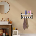 Sorbus Coat Hooks Wall Mount with Shelf – 16 Inch Coat Rack Wall Mount with 5 Heavy Duty Hooks – Floating Wall Shelf with Hooks for Entryway, Bathroom, Bedroom, Kitchen, or Mudroom (White)
