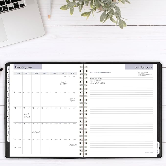 AT-A-GLANCE 2026 Planner, Weekly & Monthly, 7" x 8.75", Medium, Refillable, Executive, DayMinder, Black (G5450026)