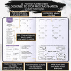 Life Planner - Undated Weekly & Monthly Planner, 12-Month Journey to Increase Productivity | Gratitude Journal, Life Organizer & Goal Journal | Include Foldable Vision Board, Habit Tracker & Stickers