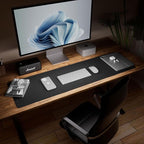 Aothia Leather Desk Pad Protector - Large Mouse Pad, Office Desk Mat, Non-Slip PU Leather Desk Blotter, Laptop Desk Pad, Waterproof Desk Writing Pad for Office and Home (Black, 38" x 13.7")