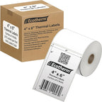 4" x 6" Thermal Labels | 4 Rolls | 1100 Labels | fits Zebra, Munbyn, Rollo, Godex, Arkscan, iDPRT, Offnova Thermal Label Printers and More | Blank White Adhesive Stickers by Ecotherm