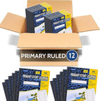 EPI 12 Pack Primary Ruled Composition Notebook Black - 200 Pages (100 Sheets), 9-3/4 x 7-½ - Classroom Back to School Supplies, Heavy Duty, Durable Hardcover Office Notebooks, Sewn