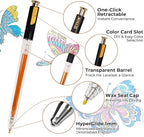 ZSCM Retractable Super Glitter Gel Pens, 12 Colors Large Capacity Metallic Sparkle Gel Ink Pens, 1 mm Fine Point Smooth Writing Color Pen for Adult Coloring Book Note Taking Aesthetic Art Supplies