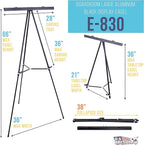 U.S. Art Supply 66" High Boardroom Black Aluminum Flip Chart Easel & Presentation Stand - Adjustable Floor/Tabletop, Portable Tripod, Holds 25 lbs., for Chart Paper, Poster Boards, & Pads