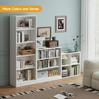 IRONMIX Metal Short Bookshelf, White Small Bookshelf with Storage, Modern 4 Cube Storage Organizer with Shelves, Open Cube Shelf, Small TV Stand for Home Office Library (White, 700-2 Set)