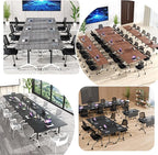 Goakwwuz Conference Room Table, Folding Conference Tables,Thicken Grey Tabletop,Flip Top Wooden Seminar Meeting Room Table for Conference Room Offices (4, Black+White, 55.1”)