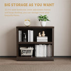 blini 2-Shelf Bookcase Wooden Bookshelves 33in Wide Floor Standing Display Storage Shelves Oak Bookcase for Home Office, Living Room, Bed Room