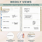 bloom daily planners HARDCOVER 2026 Planner (January to December) - 8.5” x 11” Weekly & Monthly Dated Agenda Organizer Book with Stickers & Tabs - Blue & White Floral