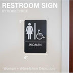 USA Made - Men's and Women's Restroom Signs ADA-Compliant Bathroom Door Signs for Offices, Businesses, and Restaurants, Black, Blue, Grey and Taupe/Tan Colors (Black Handicap)