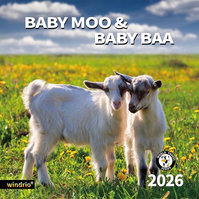 2026 Wall Calendar,Calendar 2026, November 2025 - December 2026, Wall Calendar Baby Moo Moos, 12" x 24" Opened,Full Page Months Thick & Sturdy Paper for Calendar Organizing & Planning