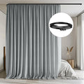MaKefeile Room Divider Curtains with Flexible Ceiling Tracks Set,Blackout Curtain Ceiling Mount Curtain Track Privacy Room Dividers Ceiling Track Curtain Rod(Grey Drape & Black Rail W 10 × H 8 FT)