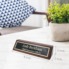 Business Wood Name Plate for Desk | Custom Desk Name Plate Personalized Gift for Office, The Perfect Engraved Name Plaque By Engraving International (2" x 8", Walnut Wood)
