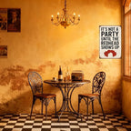 Funny Vintage Redhead Metal Sign –“IT’S NOT A PARTY UNTIL THE REDHEAD SHOWS UP” Retro Wall Decor for Home Bar, Game Room, or Party Space – Humorous Gift for Redheads, Friends, and Fun Lovers (Redhead)