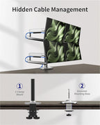 Ergounion Quad Monitor Mount, Holds Screens up to 40 Inches and 25 lbs, Fully Adjustable 4 Monitor Mount with C-Clamp and Grommet Base, Aluminum, Silver