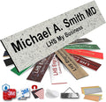 Door Name Plate Personalized for Office Stone Granite Plastic Name Plate Black Letters - Made in USA 2x8 S3