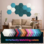 Self-Adhesive Acoustic Panels, 12 Pack Hexagon Sound Proof Foam Panels for Walls, High Density Noise Dampening Panels, 14"x 12"x 0.4" Sound Absorbing Panel for Home Studio Office-Dark Green