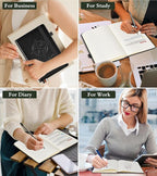 PAIBAS Graph Notebook for Women Men, 160 Pages Grid Paper, Graphing Notebooks for School, Work, Quad Ruled, Inner Pocket, A5 Hardcover Vintage Leather Journals for Writing, 5.8"x8.5" (Black)