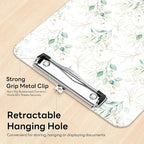 Luminzo Plastic Cute Clipboard Low-Profile Metal Clip, A4 Letter Size 9 x 12.5 in, 8.5 x 11 Paper Clip Board for Teachers, Nurses, Classroom,Green Leaf