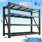 Bepatio 11000LBS Industrial Garage Shelving Heavy Duty, 4-Tier Adjustable Storage Shelves Metal Shelving, Industrial Shelving for Basement Warehouse Commercial Garage Shop, 72" H× 60" W × 24" D, Black