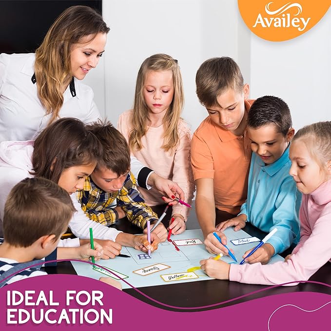 Availey 40 Pieces (3 x 2) - Colored Border Magnetic Dry Erase Labels - Reusable Strips for Classroom Home Office Garage - Refrigerator Blank Writable Erasable Cards - Name Tags Students Locker Shelf