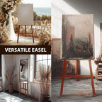 Stuelloaf Large A-Frame Wooden Painting Display Walnut Easel, Large Adjustable Pine Wood Standing Easel Holding Canvas Up to 60'', Solid Wood for Display, Wedding Sign or Painting-Walnut