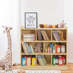 Bateso Toy Storage Organizer for Kids Room, Wooden Kids Bookshelf for Classroom, Cube Storage Organizer for Playroom, 8-Section Montessori Bookshelf & Toy Shelf for Nursery