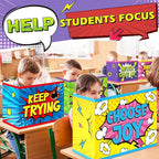 Affrolling 24 Pcs Inspirational Privacy Folders Bulk for Students Cardboard Privacy Boards Desk Divider Panel Waterproof Testing Divider for Classroom Back to School Study Supplies (Hero)