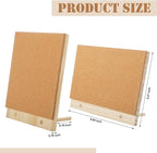 Fiwochic 2 Pcs Desktop Cork Board 9.8'' x 8.3'' Wood Frame Bulletin Board with 12 Push Pins Display Message Memo Picture Boards for Home Office School Wall Decor