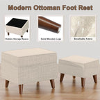 FAGAGA Foot Rests with Adjustable Cover, BOGO, Storage Ottoman Dorm, Footstool & Sitting Stool, Ottoman Foot Stool Set for Living Room, Bedroom, Dorm, Beige