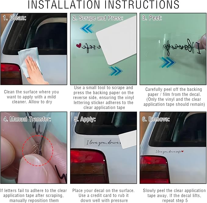 8PCS Car Stickers,I Love You Drive Safe Mirror Sticker,Cars Decals,Car Accessories Waterproof Vinyl Rearview Mirror Decal Decor,Cute Auto Stickers&Decals for Women Christmas Birthday Gift for Her/Him