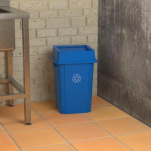 Krollen Industrial 19 Gallon Blue Square Commercial Trash Can with Lid