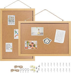 Yunihome Cork Bulletin Board, 13''x18''-2pack Hanging Cork Board Wooden Framed with Pins for Wall, Dorm Room, Office, Home Decor – Natural Cork & Black Frame