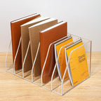 AIDIMOO Acrylic Magazine File Holder, 6 Vertical Compartments Desk Document Sorter Organizer, Clear Folder Rack Binder for Office, Documents, Tablets, Magazines, Books – Home/Classroom Rack