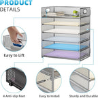 Marbrasse 2 Pack Desk Organizer with Handle, 6 Tier Paper Letter Tray, Mesh Desk File Organizer for Office, School and Home - Silver