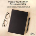 Gratitude & Self-Care Journal - Guided Mindfulness & Mental Health Journal All-in-One with Prompts for Self Discovery - Daily Journal for Men & Women (A5, Black) - PRODUCTIVITY STORE