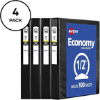 Avery Standard View 3 Ring Binder, 0.5" Round Rings, 100-Sheet Capacity, 0.7 Inch Wide Spine, 1 Black Binder, Ideal for Lightweight Organization and Occasional Referencing (17701)