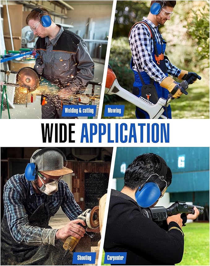 Copkim 12 Pcs Hearing Protection Ear Muffs NRR 28dB Noise Reduction Headphones Shooting Ear Protection Earmuffs(Blue)